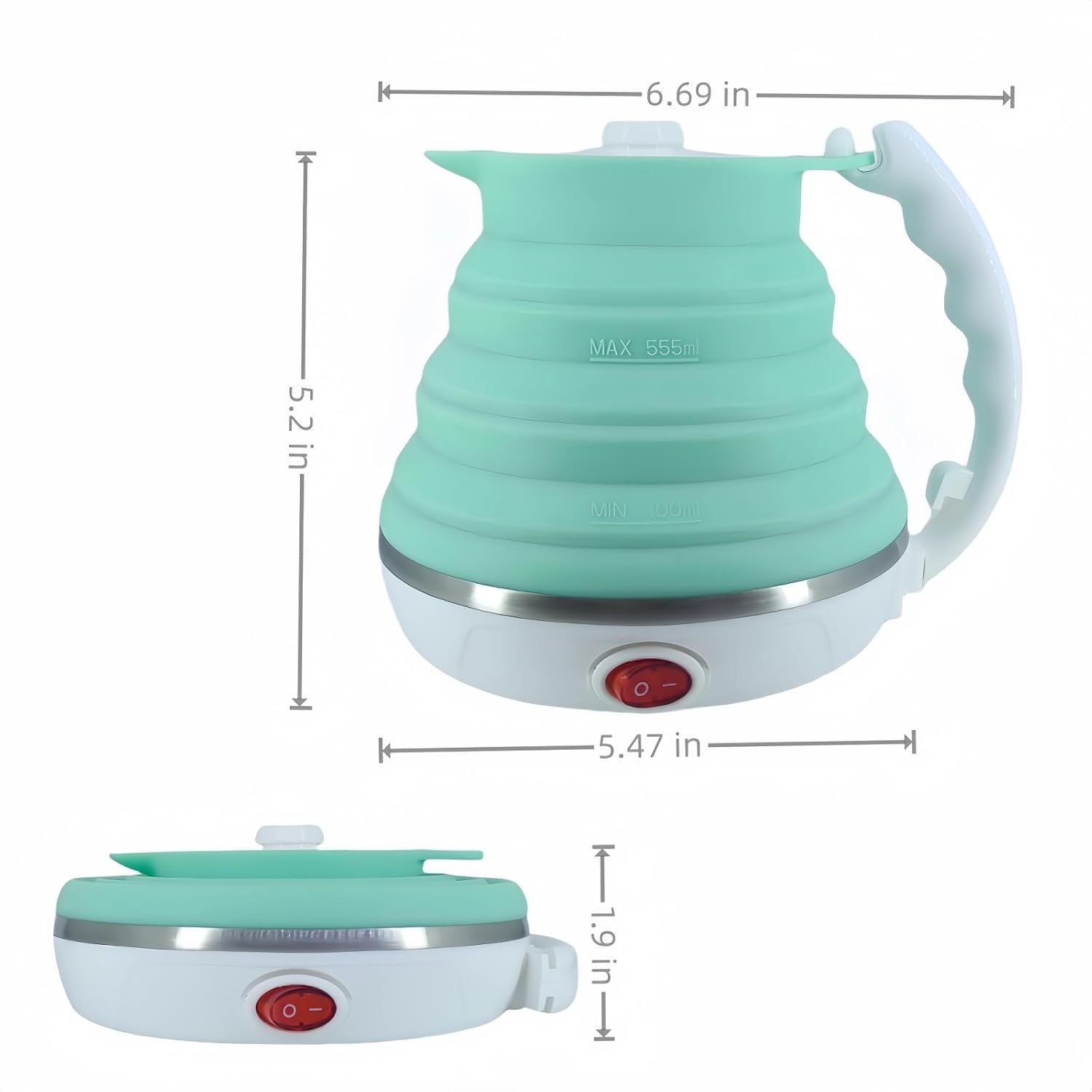 Hervidor eléctrico de viaje pequeño, hervidor eléctrico Collpasible, hervidor de té portátil + gotero plegable sin papel para verter sobre café, cafetera de viaje, taza individual (negro) - Imagen 11