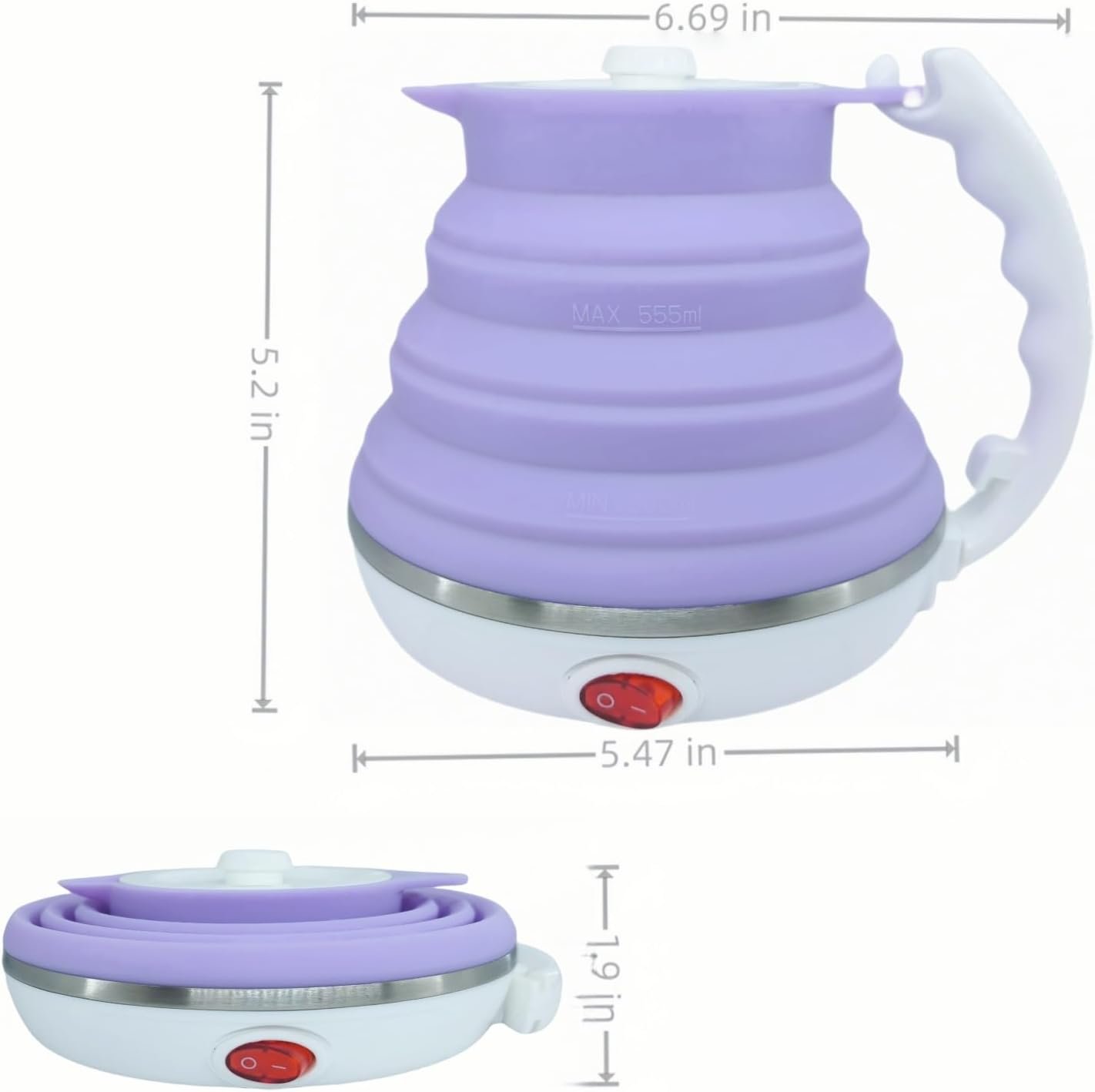 Hervidor eléctrico de viaje pequeño, hervidor eléctrico Collpasible, hervidor de té portátil + gotero plegable sin papel para verter sobre café, cafetera de viaje, taza individual (negro) - Imagen 17