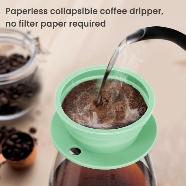 Hervidor eléctrico de viaje pequeño, hervidor eléctrico Collpasible, hervidor de té portátil + gotero plegable sin papel para verter sobre café, cafetera de viaje, taza individual (negro) - Imagen 32