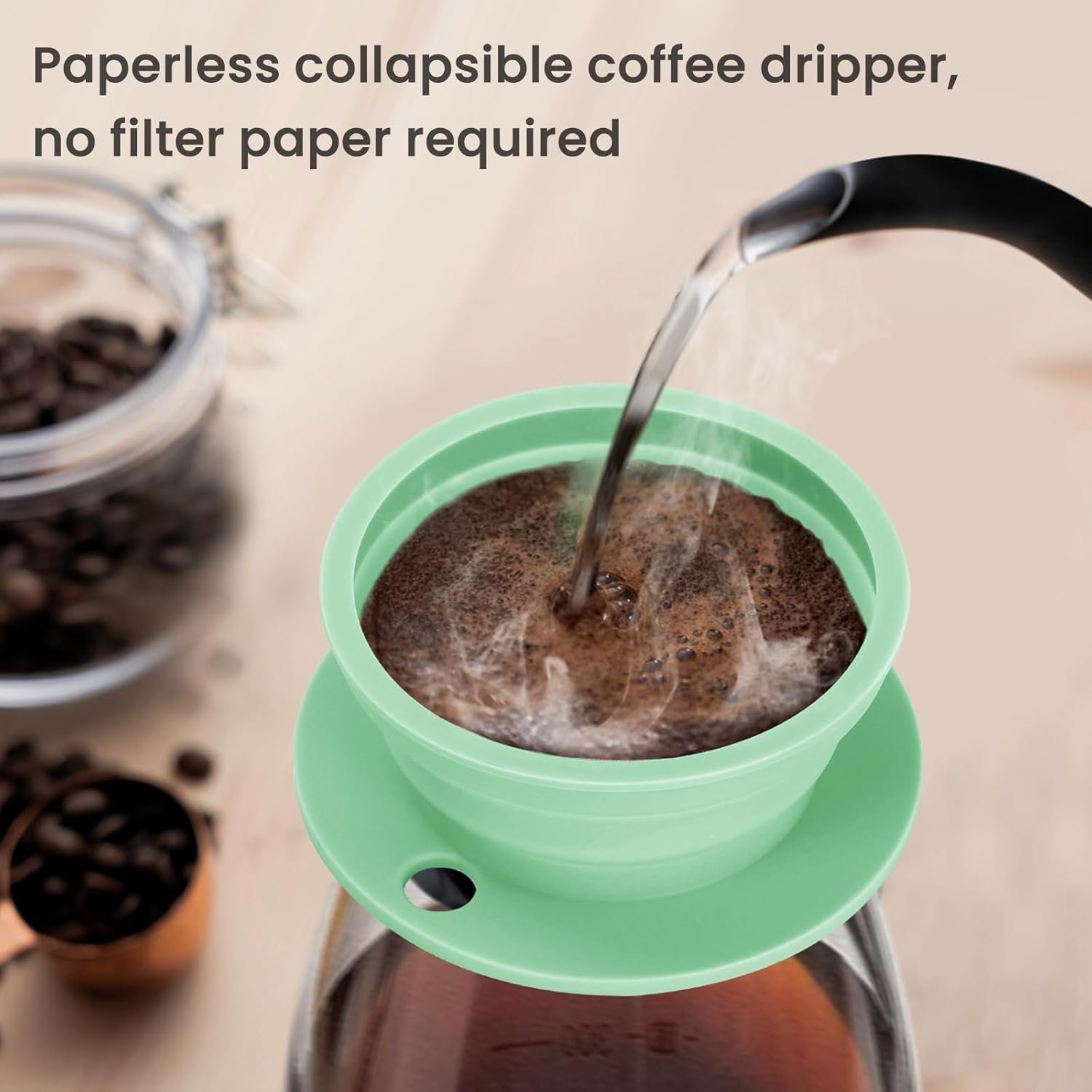 Hervidor eléctrico de viaje pequeño, hervidor eléctrico Collpasible, hervidor de té portátil + gotero plegable sin papel para verter sobre café, cafetera de viaje, taza individual (negro) - Imagen 32