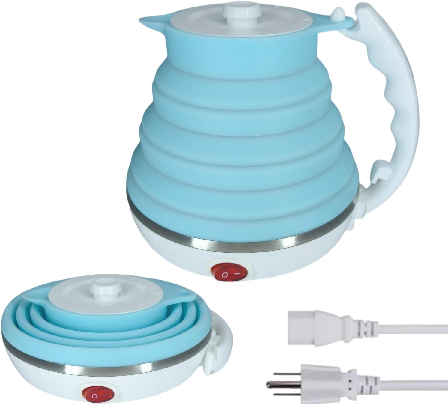 Hervidor eléctrico de viaje pequeño, hervidor eléctrico Collpasible, hervidor de té portátil + gotero plegable sin papel para verter sobre café, cafetera de viaje, taza individual (negro) - Imagen 35