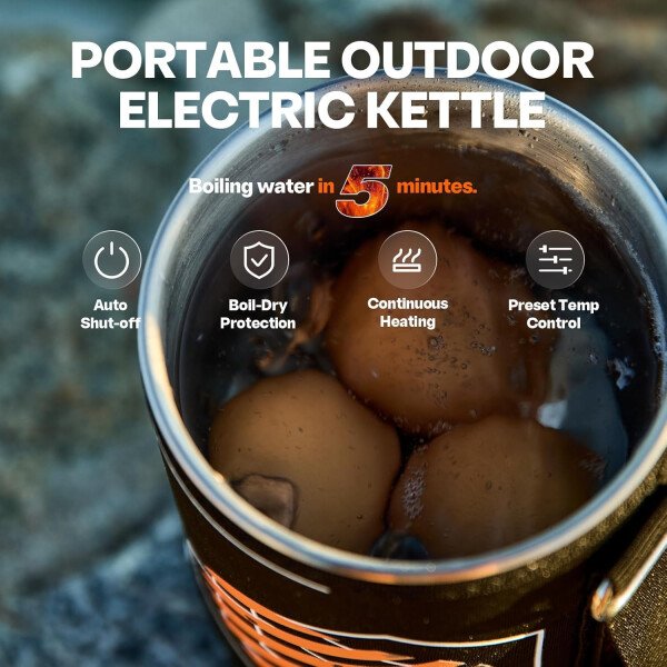 Cafetera eléctrica de prensa francesa, 120 V para hervir agua y café de prensa 2 en 1, diseño portátil para viajes, campamento, listo para preparar 6 minutos - Imagen 4