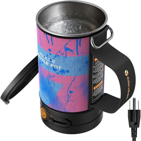 Cafetera eléctrica de prensa francesa, 120 V para hervir agua y café de prensa 2 en 1, diseño portátil para viajes, campamento, listo para preparar 6 minutos - Imagen 8