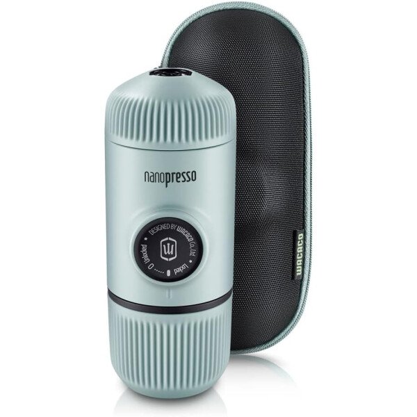 WACACO Nanopresso - Cafetera de café portátil con funda, mini cafetera de viaje, perfecta para camping, viajes y oficina (elementos azul ártico)
