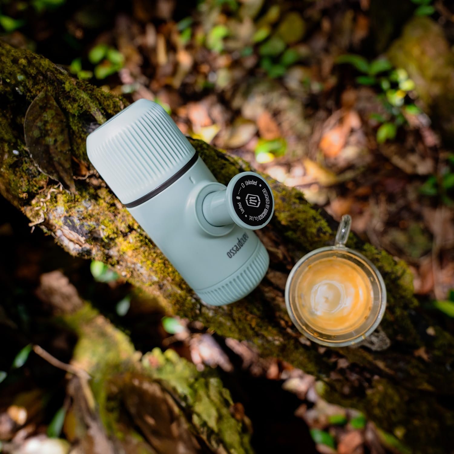 WACACO Nanopresso - Cafetera de café portátil con funda, mini cafetera de viaje, perfecta para camping, viajes y oficina (elementos azul ártico) - Imagen 2