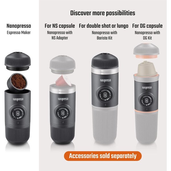 WACACO Nanopresso - Cafetera de café portátil con funda, mini cafetera de viaje, perfecta para camping, viajes y oficina (elementos azul ártico) - Imagen 3