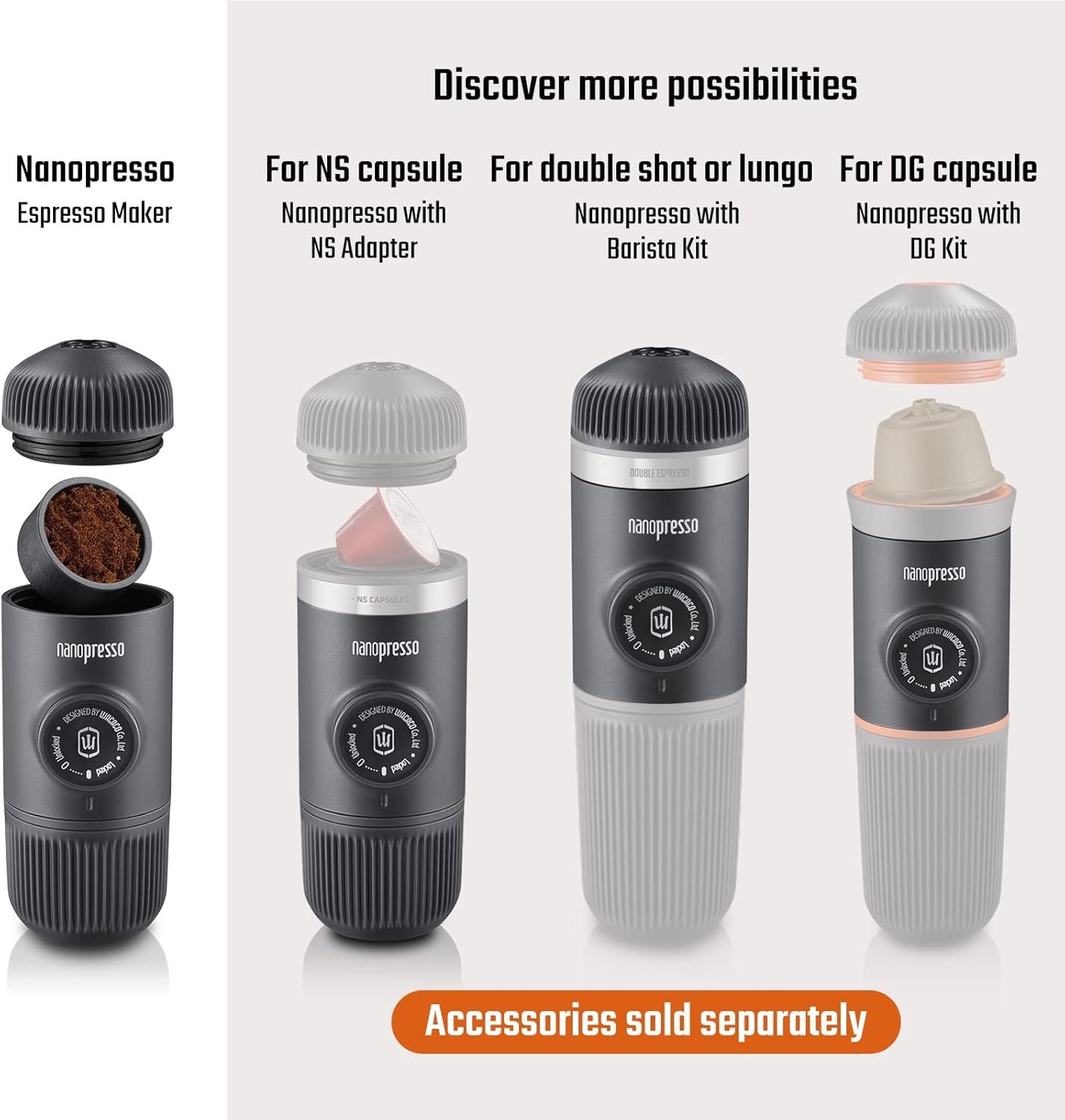WACACO Nanopresso - Cafetera de café portátil con funda, mini cafetera de viaje, perfecta para camping, viajes y oficina (elementos azul ártico) - Imagen 3
