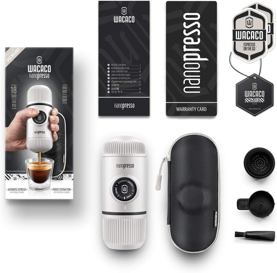 WACACO Nanopresso - Cafetera de café portátil con funda, mini cafetera de viaje, perfecta para camping, viajes y oficina (elementos azul ártico) - Imagen 15