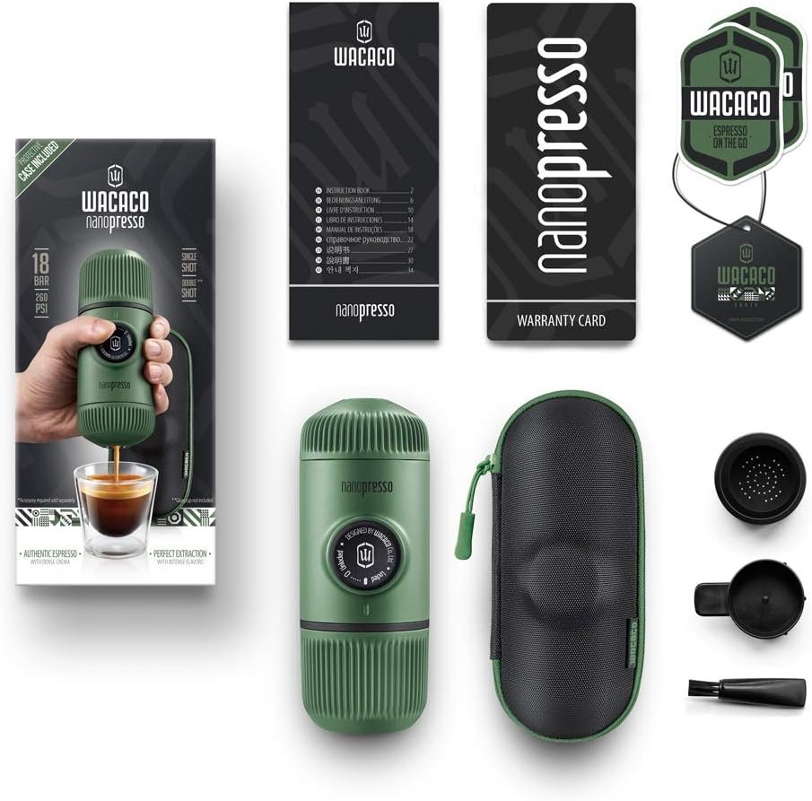 WACACO Nanopresso - Cafetera de café portátil con funda, mini cafetera de viaje, perfecta para camping, viajes y oficina (elementos azul ártico) - Imagen 31
