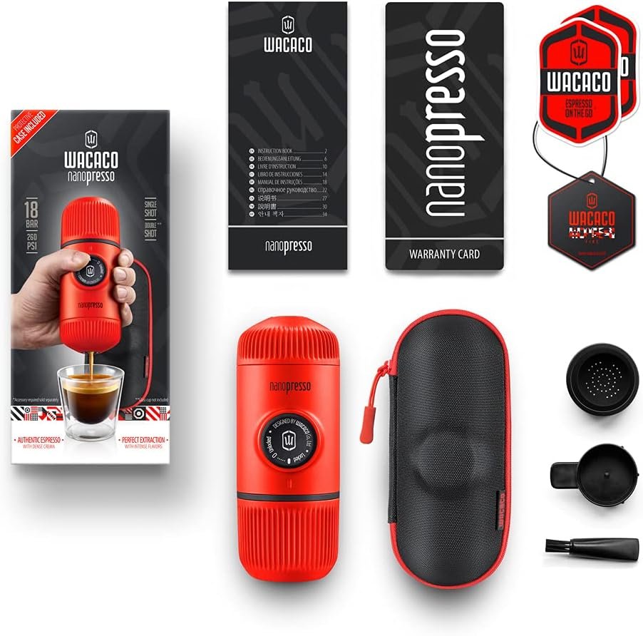 WACACO Nanopresso - Cafetera de café portátil con funda, mini cafetera de viaje, perfecta para camping, viajes y oficina (elementos azul ártico) - Imagen 37