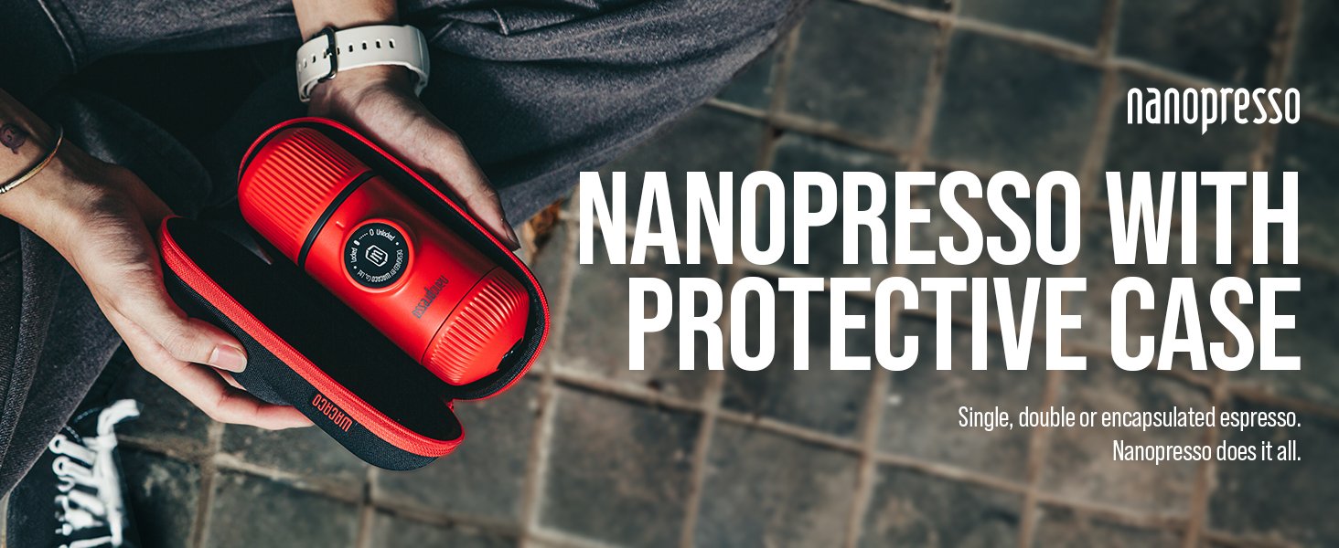 WACACO Nanopresso - Cafetera portátil para café expreso con funda protectora