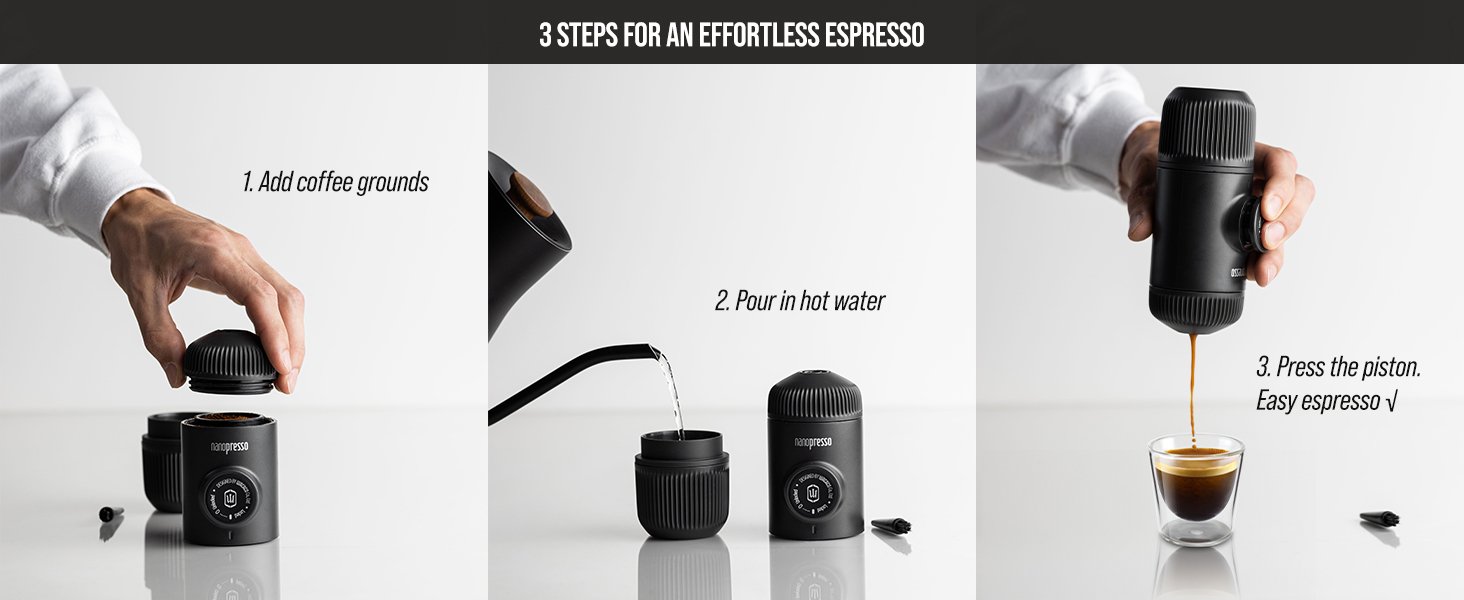 WACACO Nanopresso - Cafetera portátil para café expreso con funda protectora