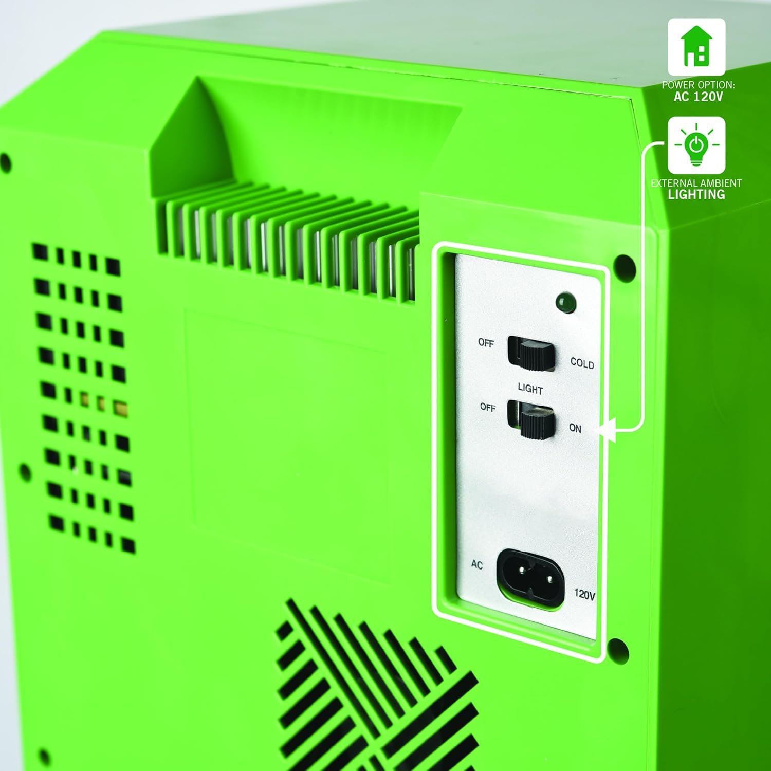 Ukonic Minecraft Legends Creeper - Mini refrigerador de 8 litros, capacidad para 12 latas, luces LED, enfriador termoeléctrico CA/CC, estantes extraíbles, compacto para dormitorio, oficina, juegos - Imagen 7