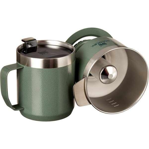 Stanley Perfect Brew - Juego de taza de campamento de 12 onzas con tapa incluida, cafetera de goteo con filtro reutilizable, acero inoxidable aislado sin BPA, color crema brillante - Imagen 12