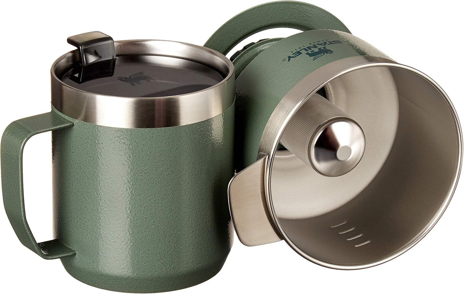 Stanley Perfect Brew - Juego de taza de campamento de 12 onzas con tapa incluida, cafetera de goteo con filtro reutilizable, acero inoxidable aislado sin BPA, color crema brillante - Imagen 12