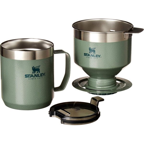 Stanley Perfect Brew - Juego de taza de campamento de 12 onzas con tapa incluida, cafetera de goteo con filtro reutilizable, acero inoxidable aislado sin BPA, color crema brillante - Imagen 13