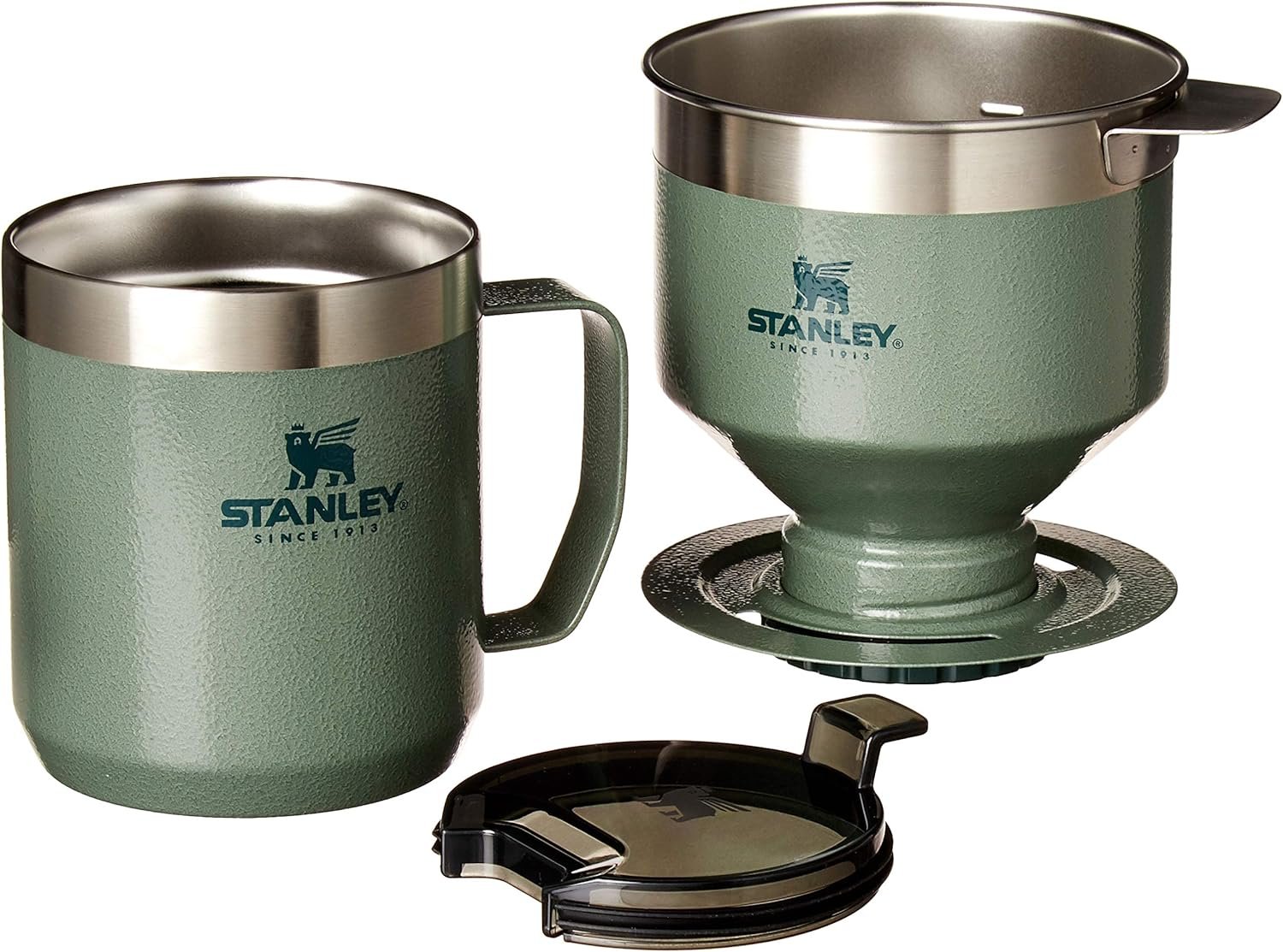 Stanley Perfect Brew - Juego de taza de campamento de 12 onzas con tapa incluida, cafetera de goteo con filtro reutilizable, acero inoxidable aislado sin BPA, color crema brillante - Imagen 13