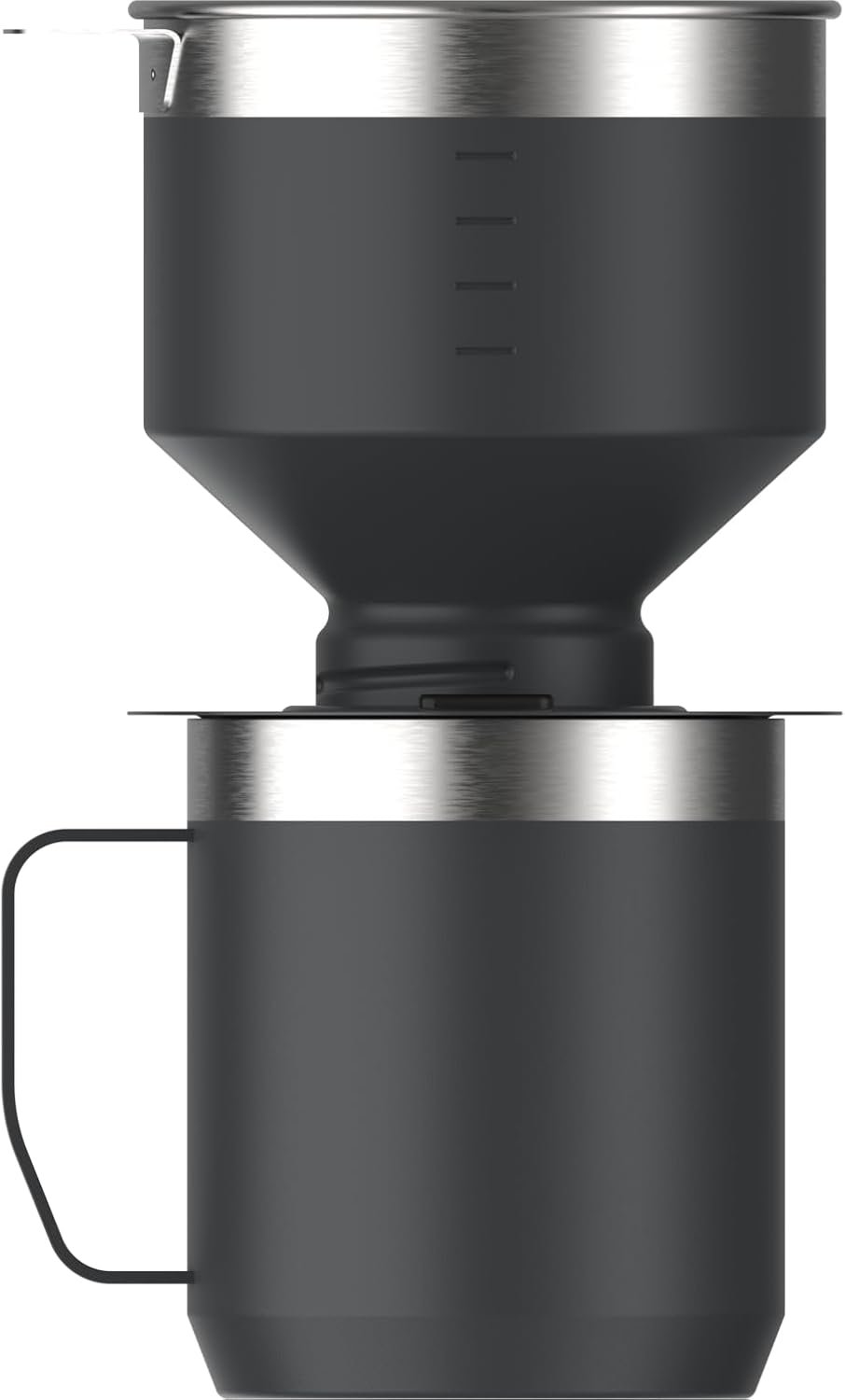 Stanley Perfect Brew - Juego de taza de campamento de 12 onzas con tapa incluida, cafetera de goteo con filtro reutilizable, acero inoxidable aislado sin BPA, color crema brillante - Imagen 19