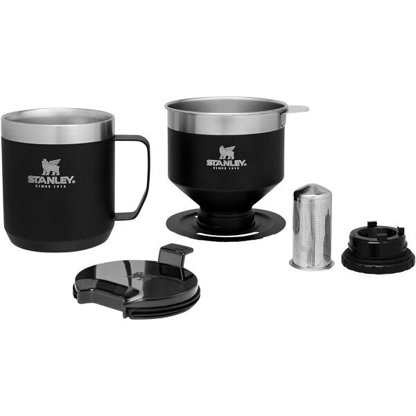 Stanley Perfect Brew - Juego de taza de campamento de 12 onzas con tapa incluida, cafetera de goteo con filtro reutilizable, acero inoxidable aislado sin BPA, color crema brillante - Imagen 28