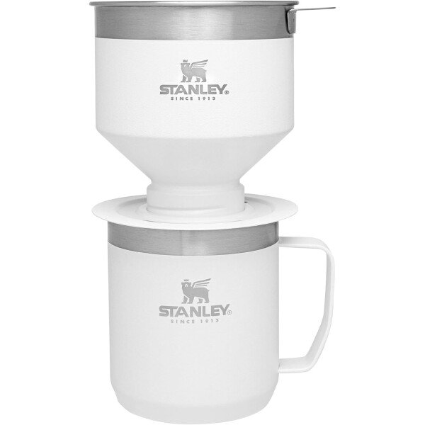 Stanley Perfect Brew - Juego de taza de campamento de 12 onzas con tapa incluida, cafetera de goteo con filtro reutilizable, acero inoxidable aislado sin BPA, color crema brillante - Imagen 31