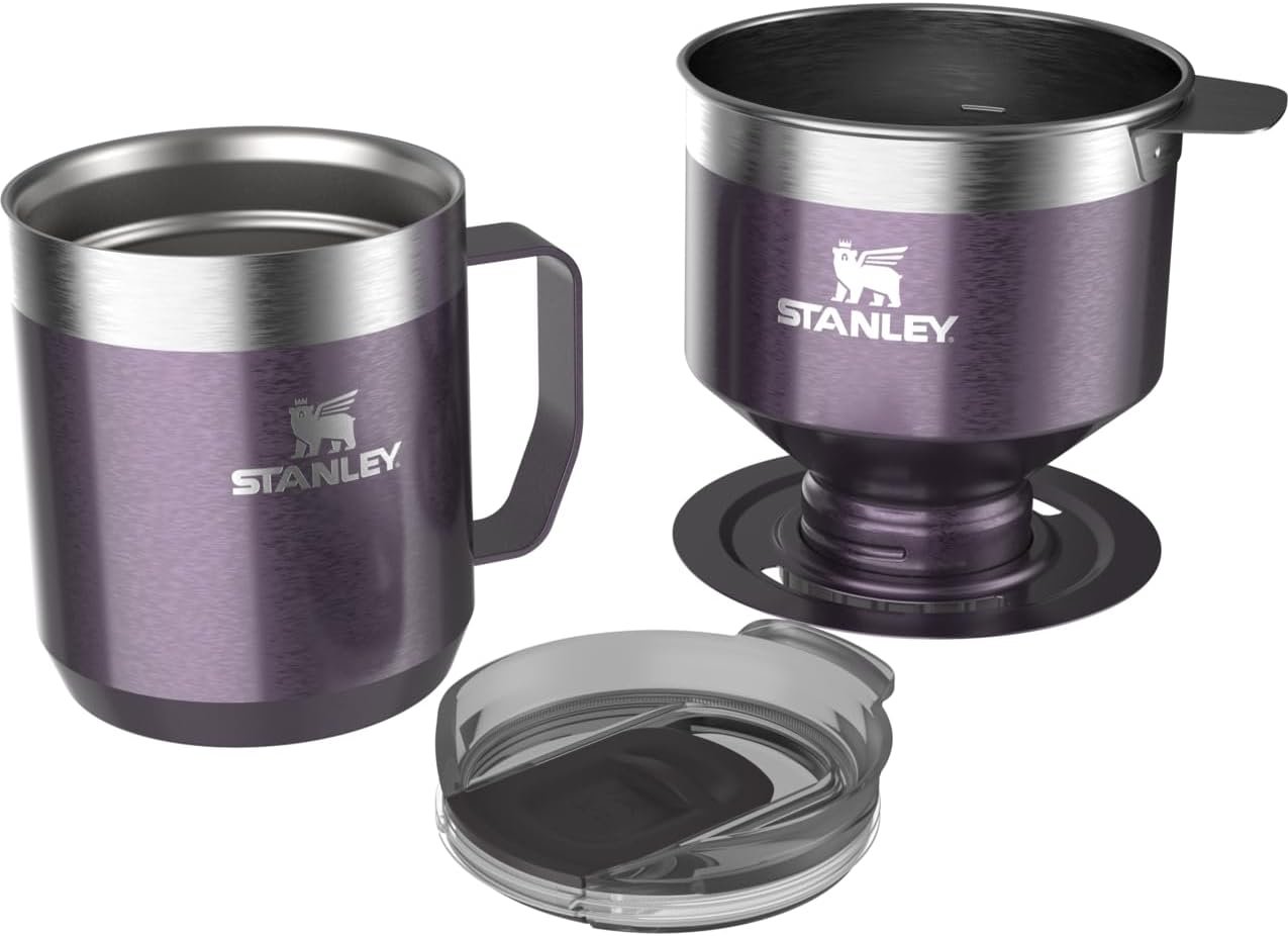 Stanley Perfect Brew - Juego de taza de campamento de 12 onzas con tapa incluida, cafetera de goteo con filtro reutilizable, acero inoxidable aislado sin BPA, color crema brillante - Imagen 43