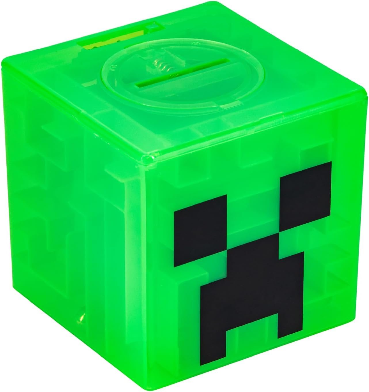 Paladone Minecraft Creeper Maze Safe, completa el laberinto para desbloquear dinero, divertido juguete coleccionable de bloques de Minecraft y alcancía para niños, viene con calcomanías decorativas