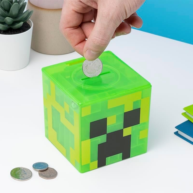 Paladone Minecraft Creeper Maze Safe, completa el laberinto para desbloquear dinero, divertido juguete coleccionable de bloques de Minecraft y alcancía para niños, viene con calcomanías decorativas - Imagen 2