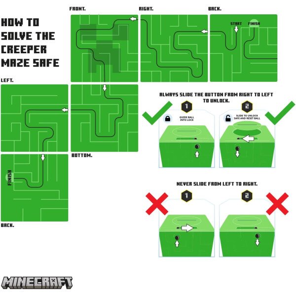 Paladone Minecraft Creeper Maze Safe, completa el laberinto para desbloquear dinero, divertido juguete coleccionable de bloques de Minecraft y alcancía para niños, viene con calcomanías decorativas - Imagen 7