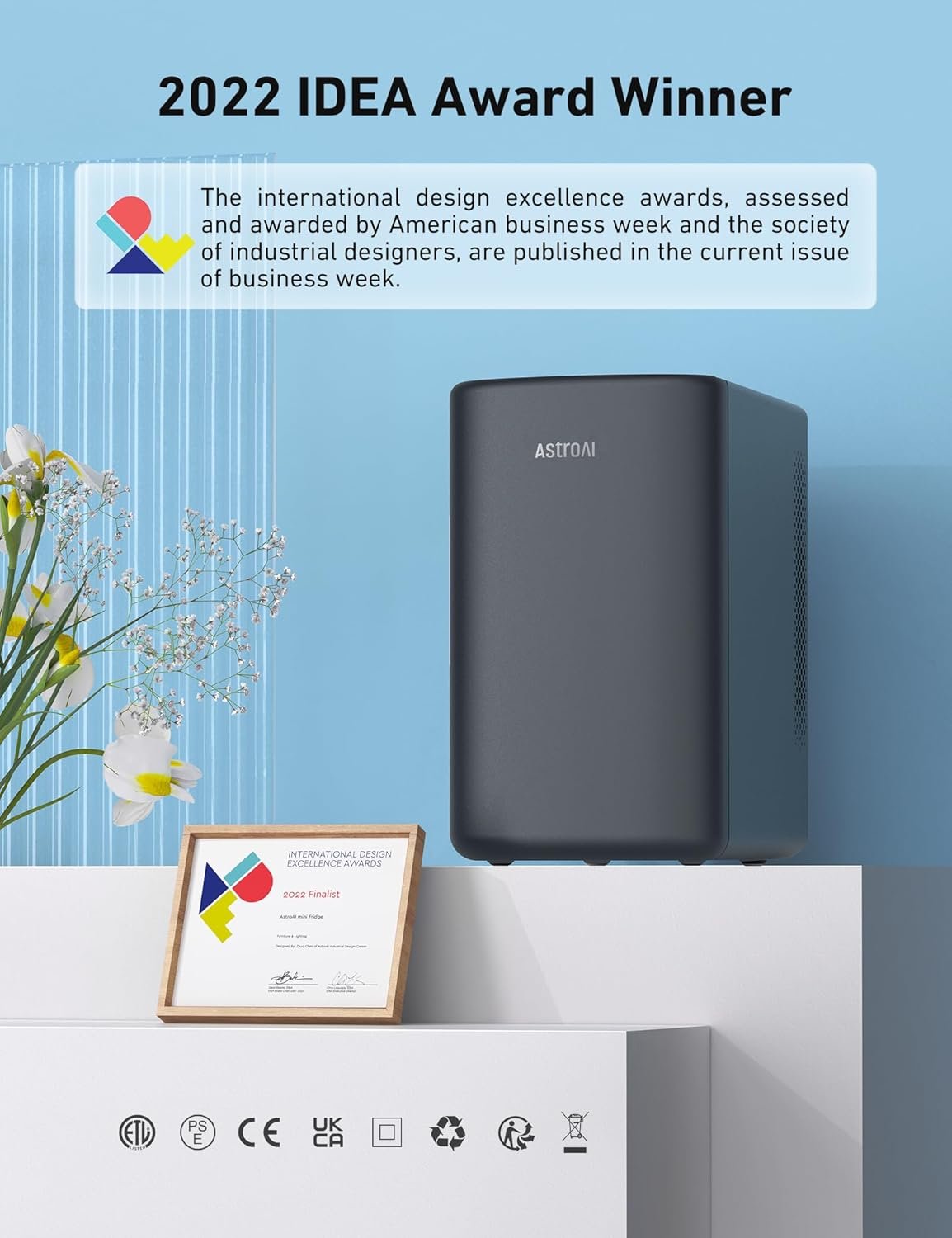 AstroAI Mini refrigerador de 2.0 generación, 6 litros/8 latas, refrigerador de maquillaje para el cuidado de la piel, 110 V CA/12 V CC, enfriador termoeléctrico portátil y calentador pequeño para - Imagen 3