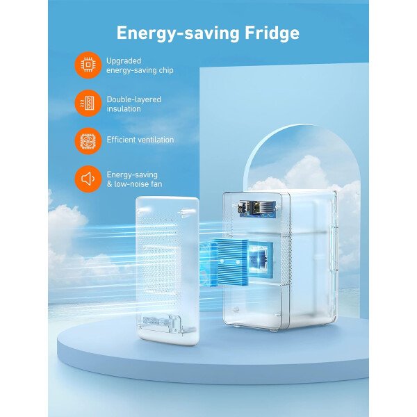 AstroAI Mini refrigerador de 2.0 generación, 6 litros/8 latas, refrigerador de maquillaje para el cuidado de la piel, 110 V CA/12 V CC, enfriador termoeléctrico portátil y calentador pequeño para - Imagen 6