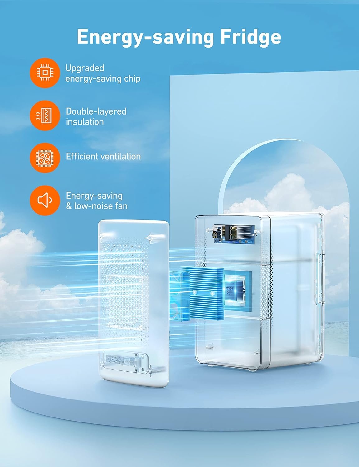AstroAI Mini refrigerador de 2.0 generación, 6 litros/8 latas, refrigerador de maquillaje para el cuidado de la piel, 110 V CA/12 V CC, enfriador termoeléctrico portátil y calentador pequeño para - Imagen 6