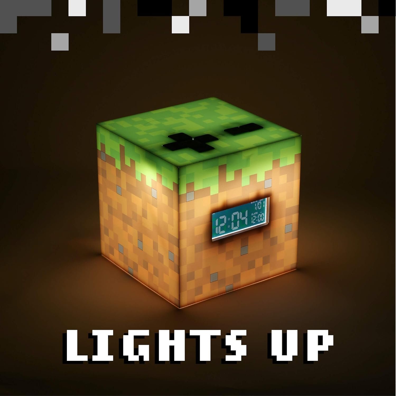 Paladone Minecraft Grass Block - Reloj despertador digital, función de lámpara iluminada, reproduce música oficial en juegos, decoración de dormitorio para jugadores de Minecraft - Imagen 5