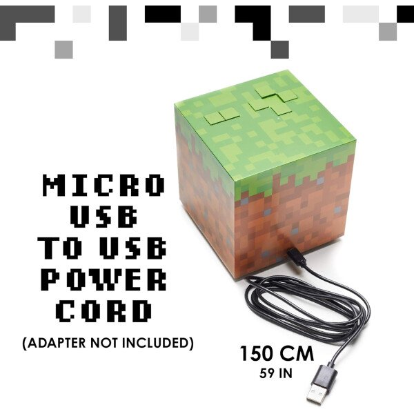 Paladone Minecraft Grass Block - Reloj despertador digital, función de lámpara iluminada, reproduce música oficial en juegos, decoración de dormitorio para jugadores de Minecraft - Imagen 6
