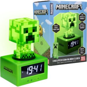 Paladone Minecraft Creeper - Reloj despertador con licencia oficial, música en el juego y luz nocturna para niños y adolescentes, accesorio de sala de juegos