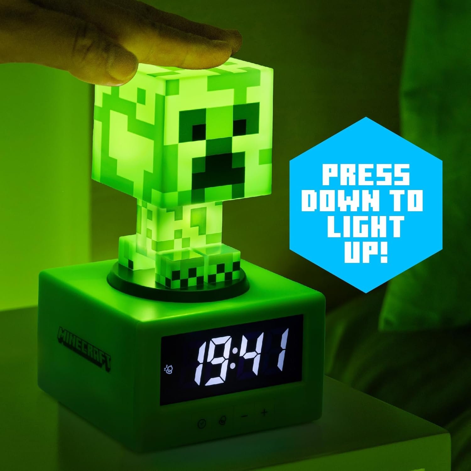 Paladone Minecraft Creeper - Reloj despertador con licencia oficial, música en el juego y luz nocturna para niños y adolescentes, accesorio de sala de juegos - Imagen 4