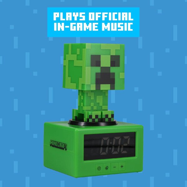Paladone Minecraft Creeper - Reloj despertador con licencia oficial, música en el juego y luz nocturna para niños y adolescentes, accesorio de sala de juegos - Imagen 5