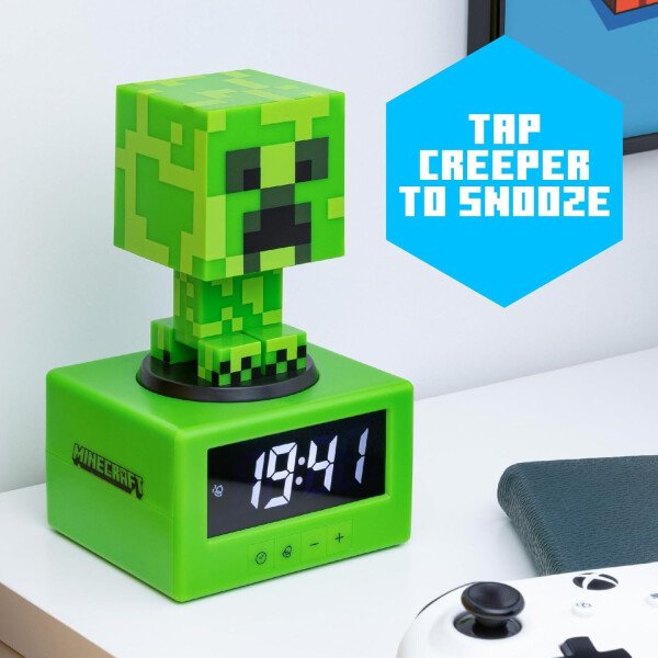 Paladone Minecraft Creeper - Reloj despertador con licencia oficial, música en el juego y luz nocturna para niños y adolescentes, accesorio de sala de juegos - Imagen 6