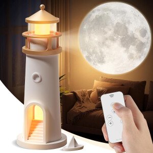 Lámpara de luna proyector de luz nocturna, lámpara de faro, luz nocturna para niños, proyector de galaxia de luz de luna recargable, lámpara de mesa estética LED recargable, regalos de cumpleaños de