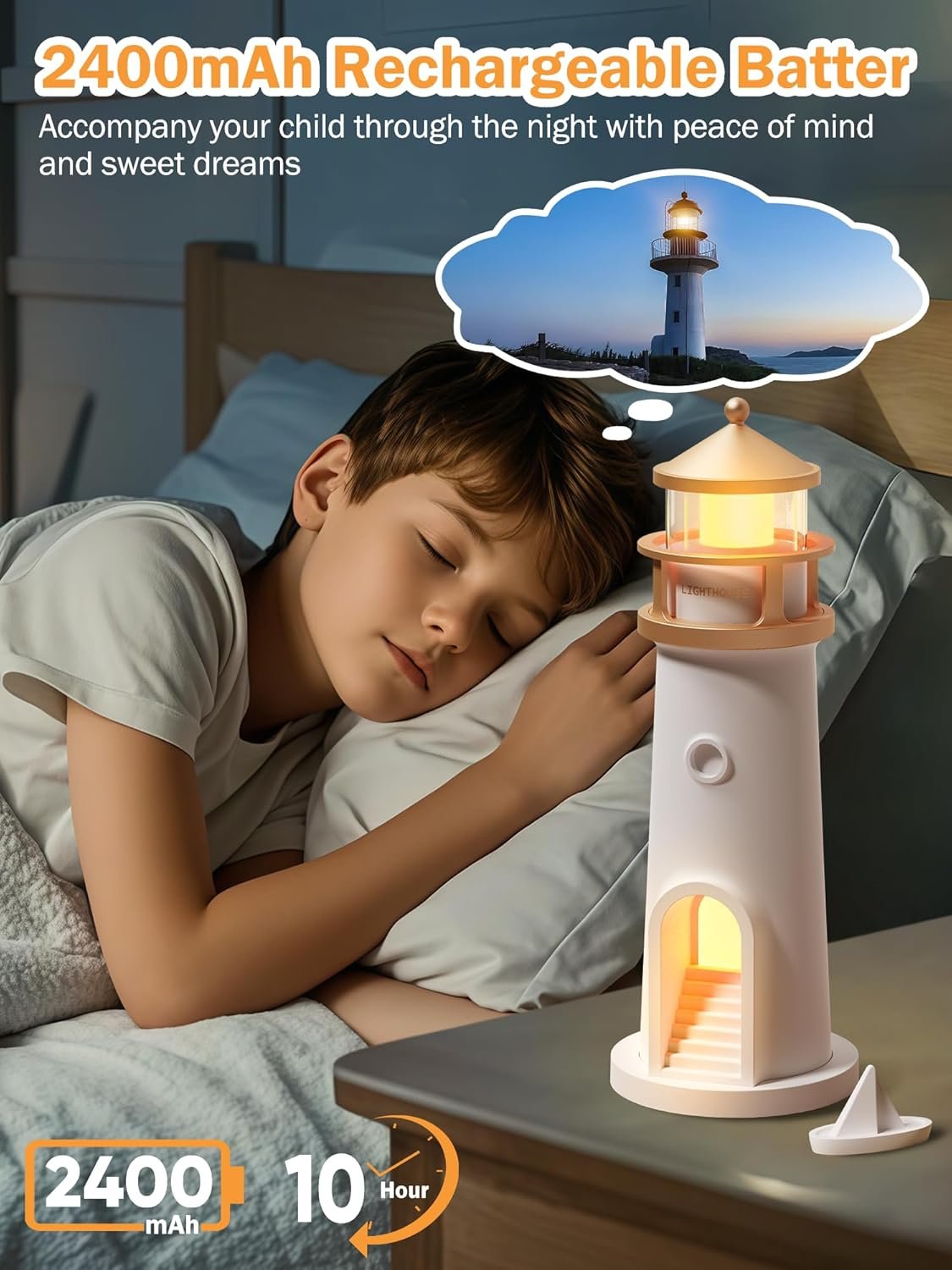 Lámpara de luna proyector de luz nocturna, lámpara de faro, luz nocturna para niños, proyector de galaxia de luz de luna recargable, lámpara de mesa estética LED recargable, regalos de cumpleaños de - Imagen 2