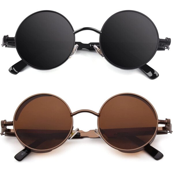 CGID Retro Steampunk Round Polarized Sunglasses Men Womens Metal Circle Frame UV400 Protection E72 - Imagen 25
