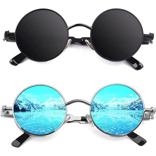 CGID Retro Steampunk Round Polarized Sunglasses Men Womens Metal Circle Frame UV400 Protection E72 - Imagen 27
