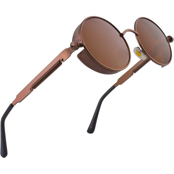 CGID Retro Steampunk Round Polarized Sunglasses Men Womens Metal Circle Frame UV400 Protection E72 - Imagen 28