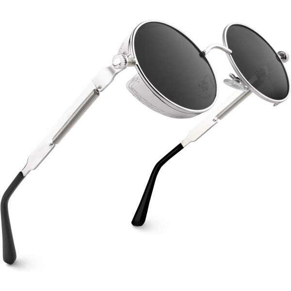CGID Retro Steampunk Round Polarized Sunglasses Men Womens Metal Circle Frame UV400 Protection E72 - Imagen 30