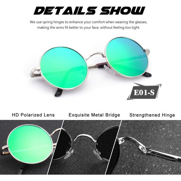 CGID Gafas de sol unisex polarizadas redondas E01 Lennon - Imagen 5