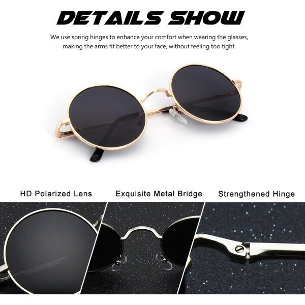 CGID Gafas de sol unisex polarizadas redondas E01 Lennon - Imagen 10