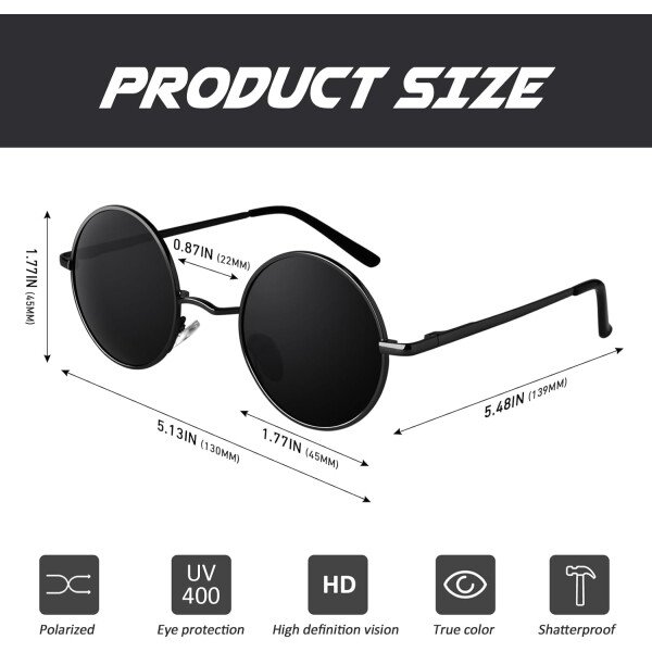 CGID Gafas de sol unisex polarizadas redondas E01 Lennon - Imagen 16