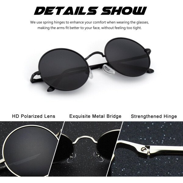 CGID Gafas de sol unisex polarizadas redondas E01 Lennon - Imagen 18