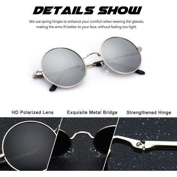 CGID Gafas de sol unisex polarizadas redondas E01 Lennon - Imagen 24