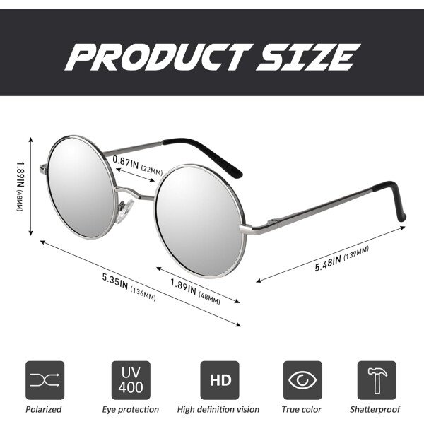 CGID Gafas de sol unisex polarizadas redondas E01 Lennon - Imagen 25