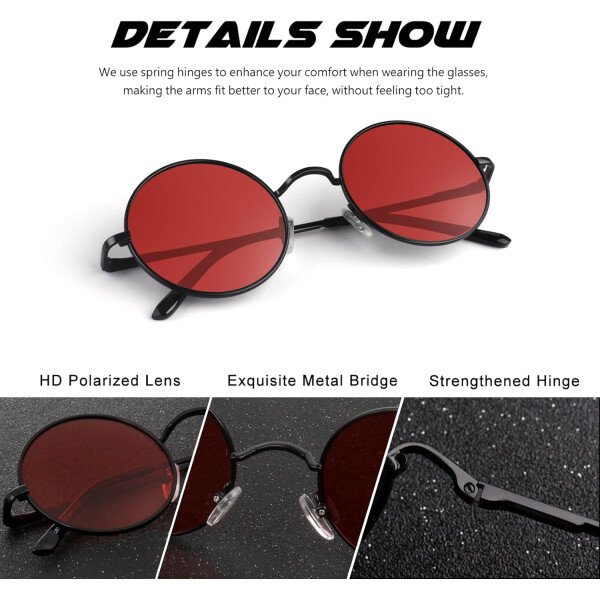 CGID Gafas de sol unisex polarizadas redondas E01 Lennon - Imagen 27